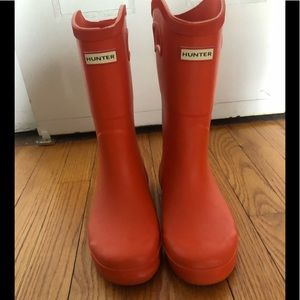 Orange Hunter Boots Size 4